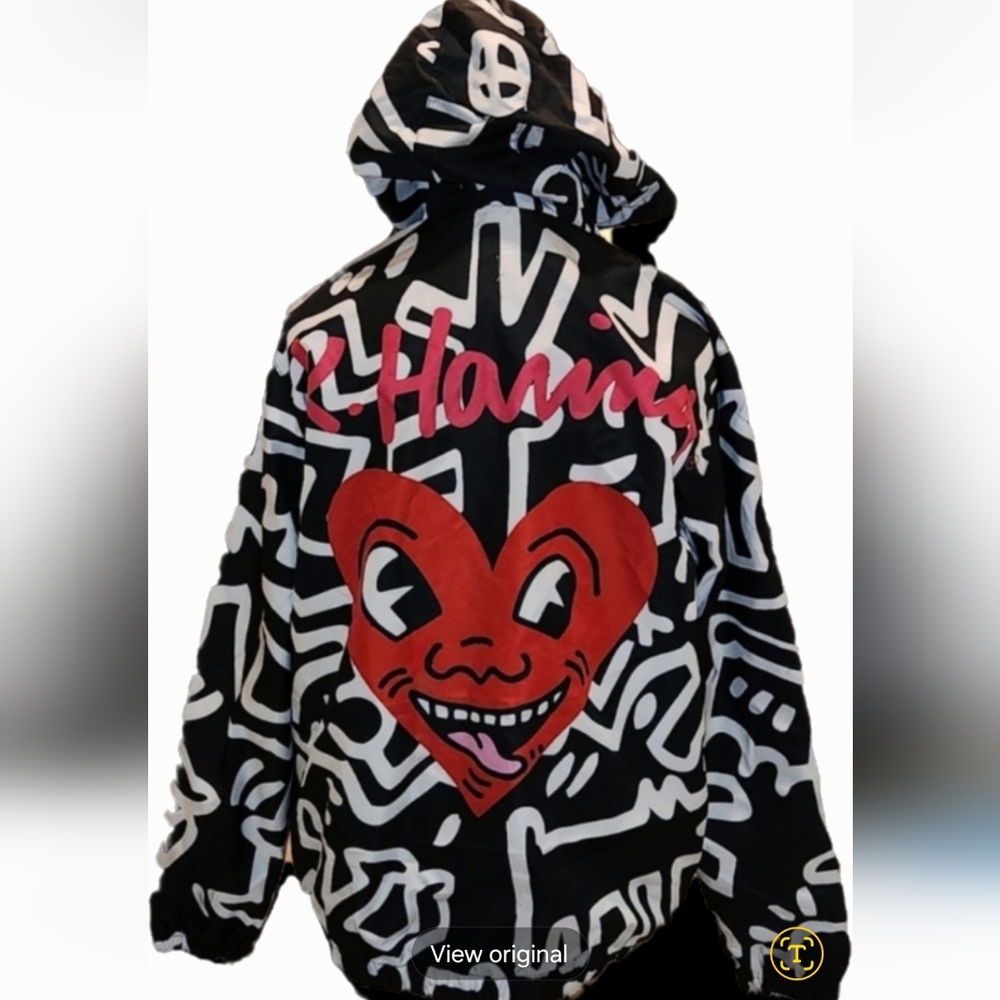 NWOT ❗️  K. Haring members only junior jacket size small black white with heart